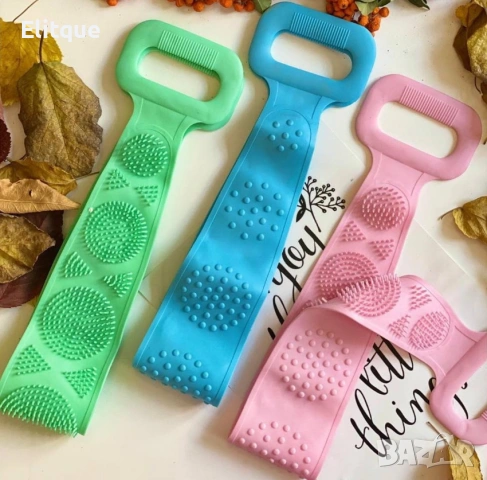 🛁 Ексфолираща силиконова гъба за баня – за лесно триене на гърба