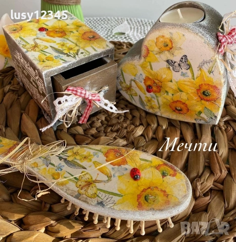 Четка за коса-Слънчеви нарциси!, снимка 5 - Декорация за дома - 53024053