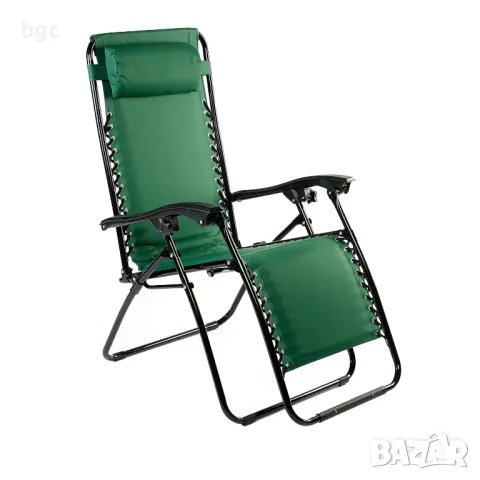 ЗЕЛЕН Шезлонг/Стол 2-в-1 Siesta за плаж/градина/тераса, Сгъваем, Gravitatie zero, Облегалка
