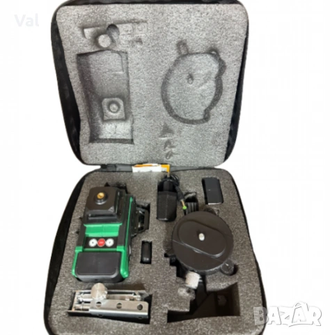 4D Лазерен Нивелир с 16 Линии (Четири Точков), Самонивелиращ се, със Зелен Лазер с тринога, снимка 2 - Измервателни инструменти - 53726352