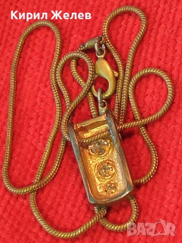 СТАРО БРОНЗОВО БИЖУ КОЛИЕ с ФАСЕТИРАНИ ЦИРКОНИ и ПОЗЛАТА 11881, снимка 3 - Колиета, медальони, синджири - 29844065