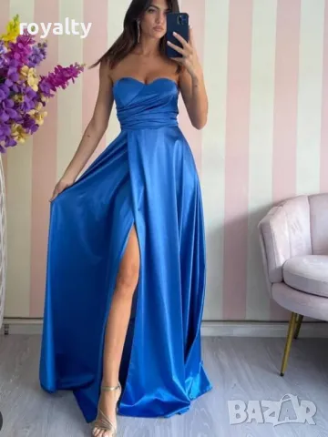 Официална синя дълга рокля, снимка 3 - Рокли - 50071899