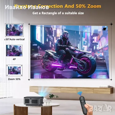 Аndroid LED проектор 1080HD 25000Lumens + Wireless HDMI Set 50m., снимка 7 - Плейъри, домашно кино, прожектори - 49424277