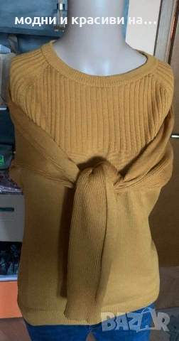 Блуза в цвят горчица Karen Millen, размер М, снимка 3 - Блузи с дълъг ръкав и пуловери - 53134106