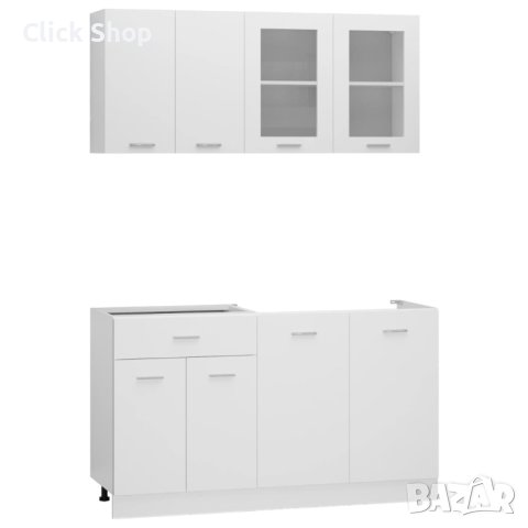 Комплект кухненски шкафове от 4 части, бял, ПДЧ, снимка 2 - Кухни - 41898701