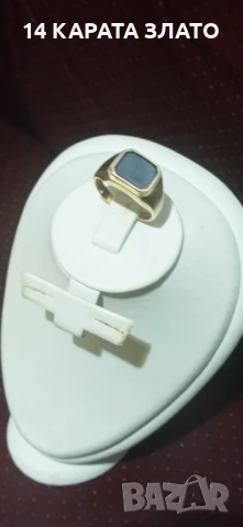 Златен пръстен,14 карата злато,пръстен с черен камък, снимка 3 - Пръстени - 47732711