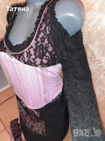 Комплект от дантела-пола и блузка в розово, снимка 5 - Рокли - 35842241