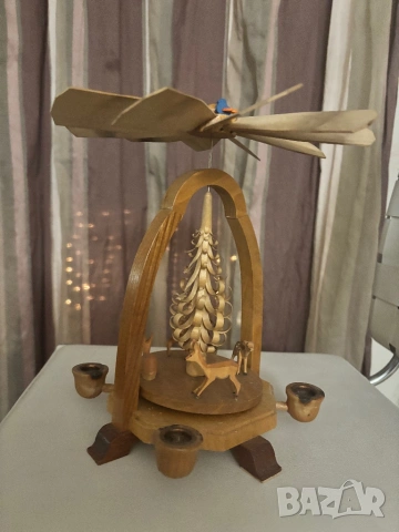 Винтидж свещник-въртележка, ръчна изработка, снимка 2 - Антикварни и старинни предмети - 53519912