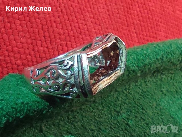 Стар СТИЛНО ОРНАМЕНТИРАН СРЕБЪРЕН ПРЪСТЕН СРЕБРО 925 с ГНЕЗДО За ВГРАЖДАНЕ на СКЪПОЦЕНЕН КАМЪК 45726, снимка 4 - Антикварни и старинни предмети - 45952236