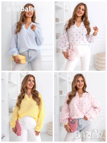 Дамска раирана муселинова риза Aubrianne, 4цвята 