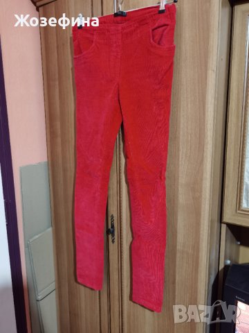 Ярко червени дамски джински слим, тип клин, разтегателни, снимка 1 - Панталони - 40834118