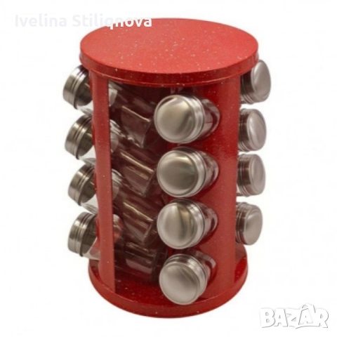 Комплект за подправки Voltz OV51217A16 4 стр.,16 бурк. ,Червен, инокс /неръж.стомана, снимка 1