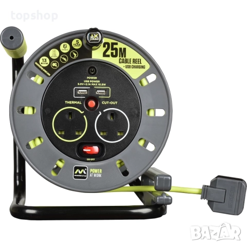 Чисто нова макара Masterplug OMU25132USL-PX Pro-XT 25 метра кабел с четири гнезда, дръжка за ..., снимка 2 - Друга електроника - 51707406