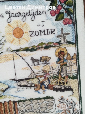 Винтидж холандски гоблен, ръчно изработен , снимка 2 - Гоблени - 51420057