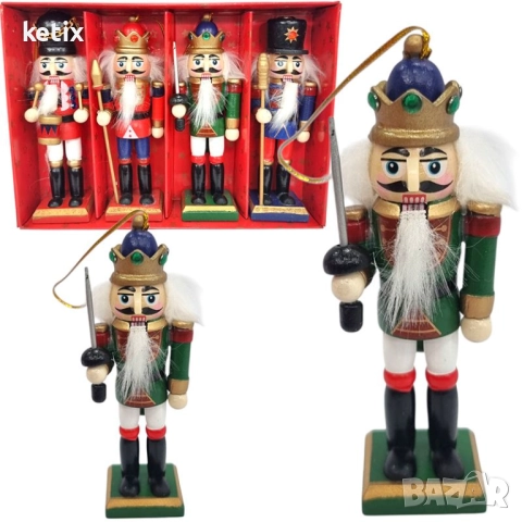 Комплект от 4 дървени фигурки,Лешникотрошач,13cm,различни видове, снимка 2 - Декорация за дома - 52647914