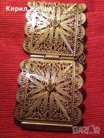 ЧАСТ от ВЪЗРОЖДЕНСКА ФИЛИГРАННА ПОЗЛАТЕНА БРОНЗОВА ГРИВНА с ЩИФТ и ЦИРКОНИ 7111, снимка 4 - Антикварни и старинни предмети - 29564162