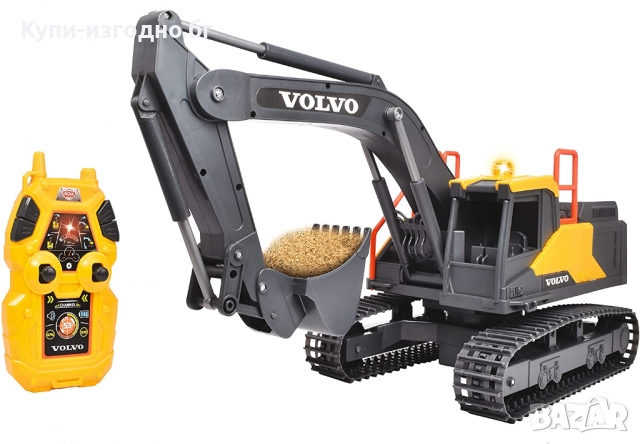 ОГРОМЕН RC рудничарски минен багер Dickey Toys Volvo , 60 см , 3 год + , жълто и сиво, снимка 2 - Електрически играчки - 36106212