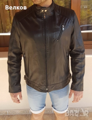 Мъжко кожено яке от естествена кожа - черно - размер XL, снимка 4 - Якета - 36042110