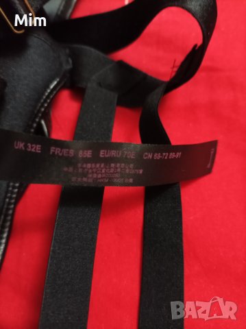  Hunkemoller 70E К-т Черен кожен сутиен с чокър и кожена прашка, снимка 4 - Бельо - 38640076