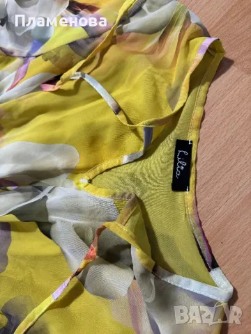 Жълта рокля на цветя Lilia - one size , снимка 2 - Рокли - 49336816