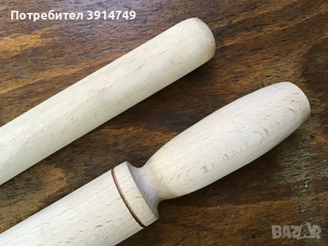 Дървена точилка естествен дъб, дълга, с дръжки, диаметър 3,2-3,3см, дължина 55,5см, снимка 2 - Аксесоари за кухня - 47887065