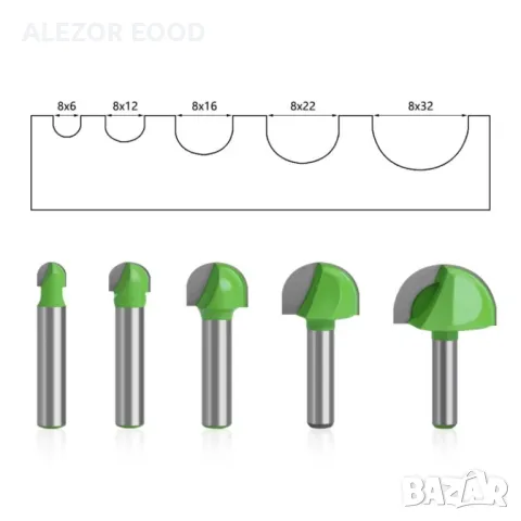 Фрезер овал, d на фрезоване от 6 до 32mm, опашка 8mm, различни видове, снимка 2 - Друго търговско оборудване - 47714676