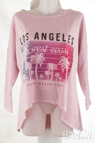 Дамска блуза с щампа в розово Knitis - L/XL, снимка 2 - Блузи с дълъг ръкав и пуловери - 42652705