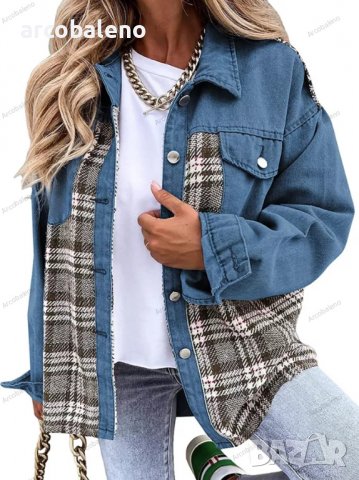 Дамско дънково яке-риза с дълъг ръкав с копчета, 6цвята , снимка 10 - Якета - 39240402