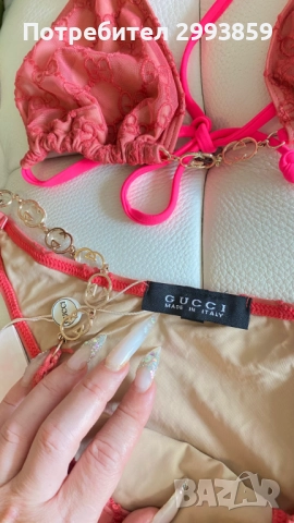 Бикини бански Гучи XS-M*Gucci technical gold chain, снимка 6 - Бански костюми - 51480366