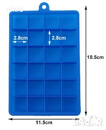 24 бр куб кубчета квадрат силиконов молд форма калъп за фондан шоколад гипс сапун бонбони желе лед , снимка 5 - Форми - 41454578