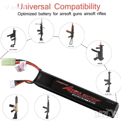 Еърсофт LiPo батерия 11.1V 3S 25C 1300mAh за еърсофт, снимка 3 - Друга електроника - 51484164