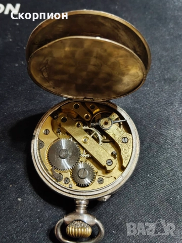 Швейцарски СРЕБЪРЕН джобен часовник 1905г.  - 10 РУБИНА ПРОМОЦИЯ, снимка 7 - Джобни - 48361829