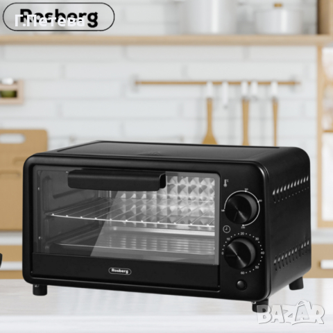 Фурна мини Rosberg R51441C, 800W\9л. до 230°C, Черна, 2 ГОДИНИ ГАРАНЦИЯ, снимка 1 - Печки, фурни - 44166962