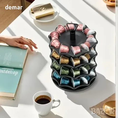 Органайзер за кафе капсули 3 нива HiveNets за Nespresso Original, въртяща се стойка 30 капсули, снимка 6 - Органайзери - 55850056