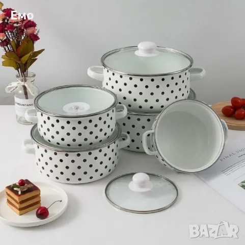 Комплект емайлирани тенджери от 10 части, 16 - 24см., снимка 5 - Съдове за готвене - 48160315