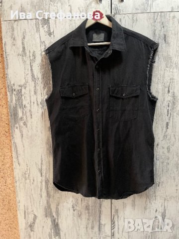 Дънкова мъжка черна риза спортно сако  или яке сафари без ръкави Zara man Morocco 38 номер , снимка 10 - Сака - 41773620