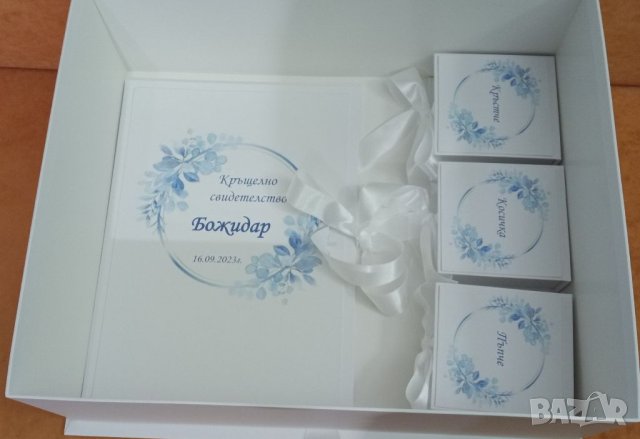 Комплект за кръщене в син цвят, снимка 8 - Подаръци за кръщене - 42010996