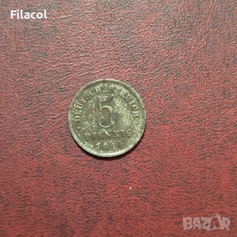 Германия Империя 5 пфенига 1916 година