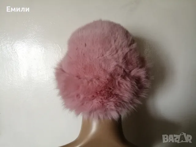 Дамска пухкава шапка в розов цвят, снимка 12 - Шапки - 48422792