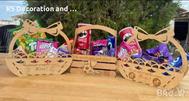 Дървени великденски кошници персонализирани, снимка 4 - Други - 53827546