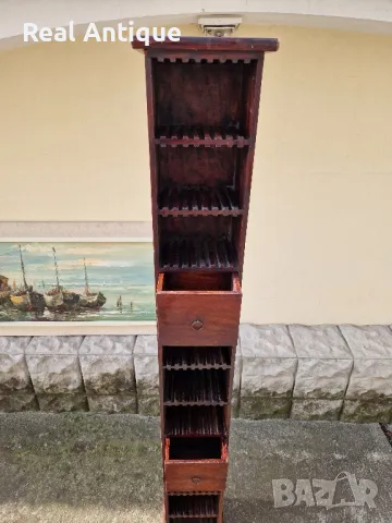 Страхотен висок антикварен дървен шкаф за дискове , снимка 7 - Антикварни и старинни предмети - 48530927