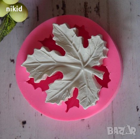 3D Релефно голямо есенно листо силиконов молд форма фондан шоколад гипс , снимка 1 - Форми - 40752313