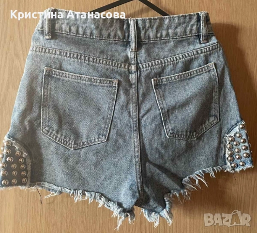 👖✨ Дамски дънкови къси панталонки с капси, снимка 7 - Къси панталони и бермуди - 53669737