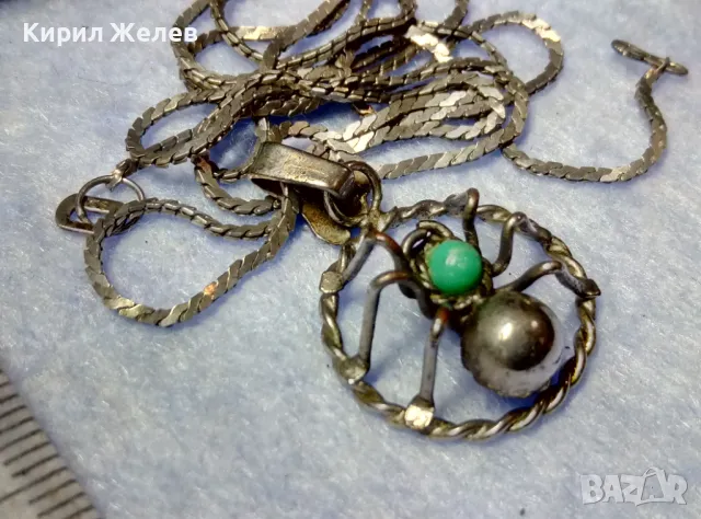 ФИГУРАЛЕН МЕДЕН НИКЕЛИРАН ПЕНДАНТ ПАЯЧЕ със СРЕБЪРНА ВЕРИЖКА СРЕБРО 900 с НУЖДА от ЗАКОПЧАЛКА 49789