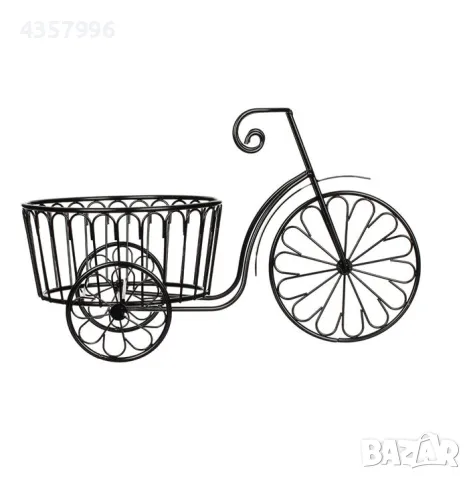  Декоративна поставка за саксия, Велосипед, Черен 