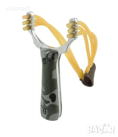 Ловна камуфлажна прашка SYQT с метална конструкция, комплект с 50 топчета, 3 ластика и 10 мишени