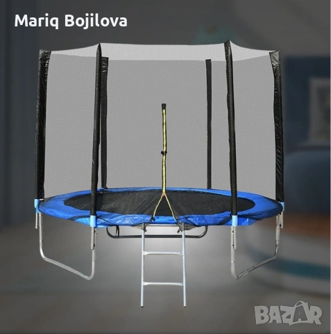 Ултра здрав портативен батут със защитна мрежа батут с размер 2,44 м. в диаметър + стълбичка, снимка 2 - Други спортове - 53541166