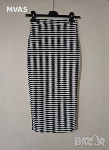 Нова -65% midi черно бяла пола молив XXS 32 размер, снимка 2 - Поли - 49508229
