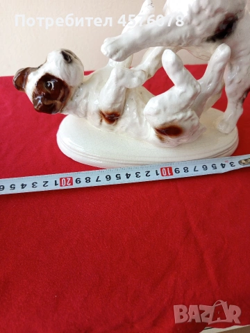 красива керамична статуетка на две играещи кучета, снимка 5 - Антикварни и старинни предмети - 53723395