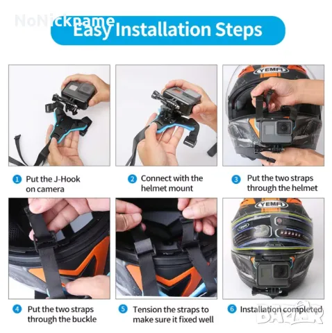 TELESIN Стойка за мотоциклетна каска GoPro mount монтаж държач без лепене за екшън камера , снимка 6 - Аксесоари и консумативи - 47772067